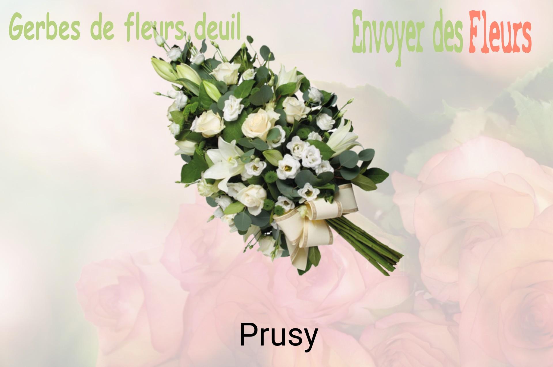 Gerbe de fleurs de deuil livrée à Prusy